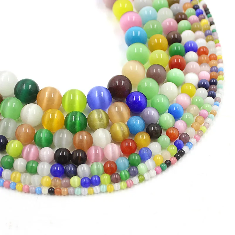 

Круглые Бусины Из Натурального кошачий глаз разных цветов, 4/6/8/10 мм, незакрепленные каменные бусины для изготовления ювелирных изделий, бра...