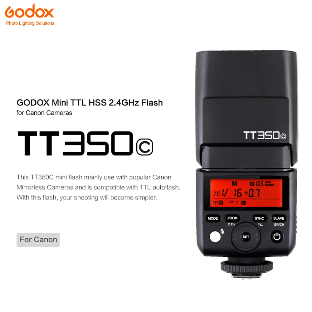 

Godox TT350C 2.4G Wireless HHS TTL Camera Flash for Canon 5D Mark III/IV 5D Mark III 6D 7D 760D 60D 600D 100D 1100D 80D 70D