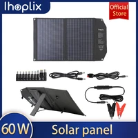 ihoplix solar panel kit complete 60w solar charger with dual output 18v3a pd60w foldable solar battery for solar generator