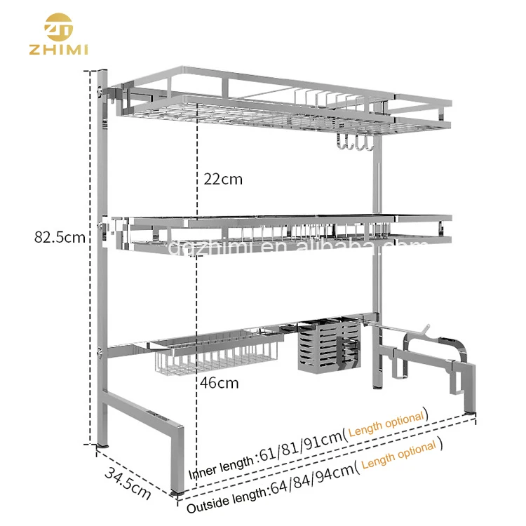 

Stainless Steel Kitchen Utensils Display Storage Over Sink Dish Drying Rack Spice Organizer Towel Holder Cup Glass Shelf