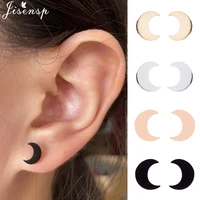minimalist stainless steel moon earrings for women cute small crescent ear studs female charm jewelry accessories new year gifts
