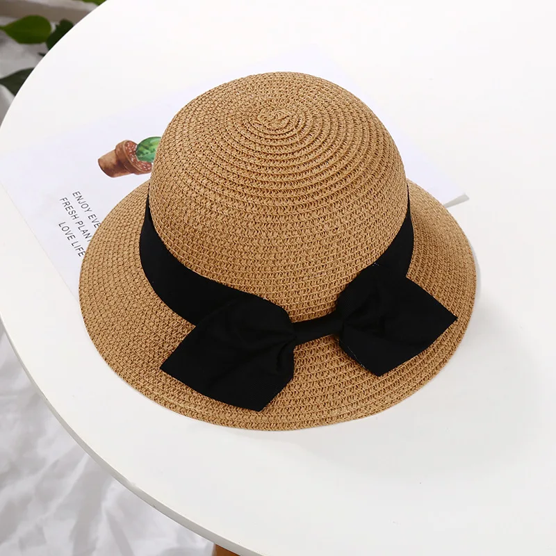 

Summer Kids Butterfly Knot Straw Hats Fedora Hat Children Visor Beach Sun Baby Girls Sunhat Wide Brim Floppy Panama For Girl