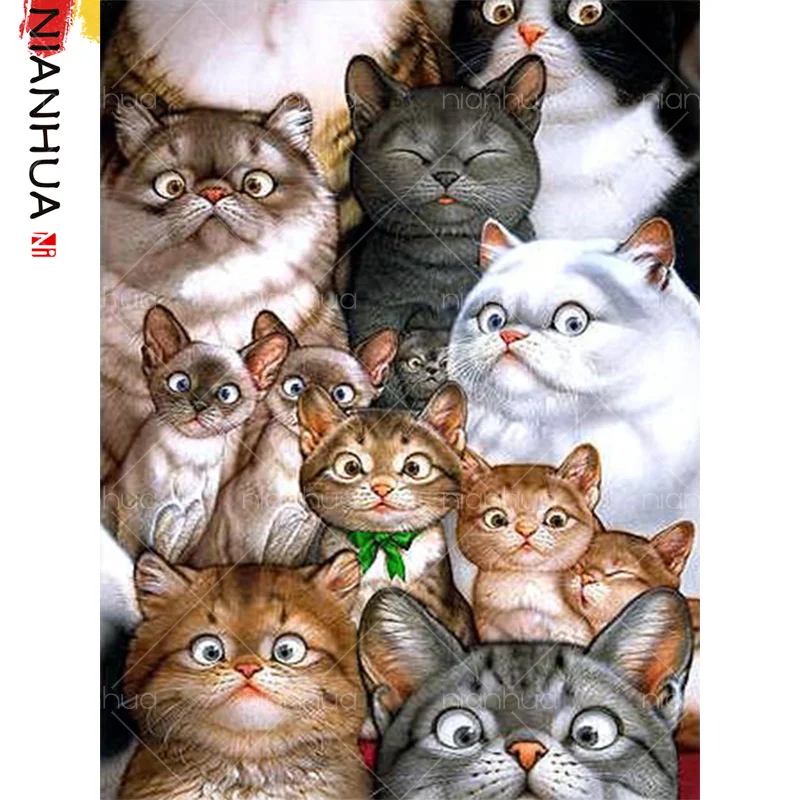 Алмазная живопись вышивка фреска кошка милый портрет животное 5D сделай сам