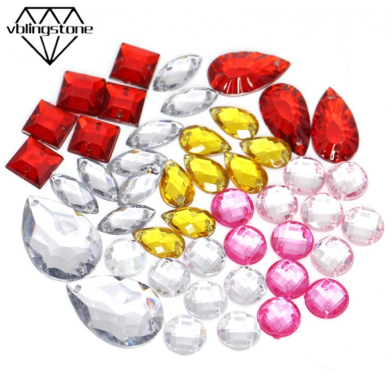 100 шт. Стразы смешанной формы с квадратным круглым конским глазом и кристаллами