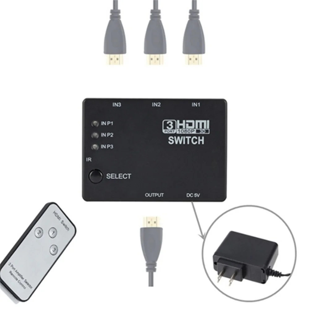PzzPss HDMI коммутатор 3 в 1 порта концентратор автоматический переключатель 1080p HD 4 с