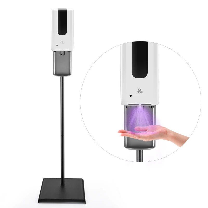 

Automatic Hand Sanitizer Dispenser With Floor Stand 1200ml Height-Adjustable Auto Sensor Sanitizer Dispenser For Public place