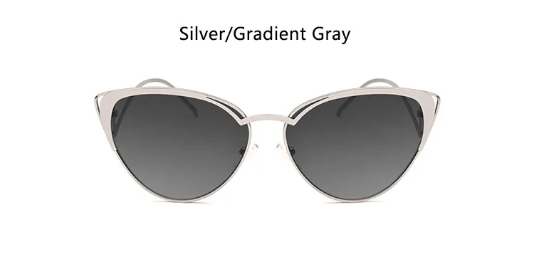 gradient gray Стильные дизайнерские треугольные солнцезащитные очки кошачий глаз женские металлические изогнутые дужки градиентные зеленые коричневые солнцезащитные очки для женщин тонированные линзы - Цвет линз: gradient gray