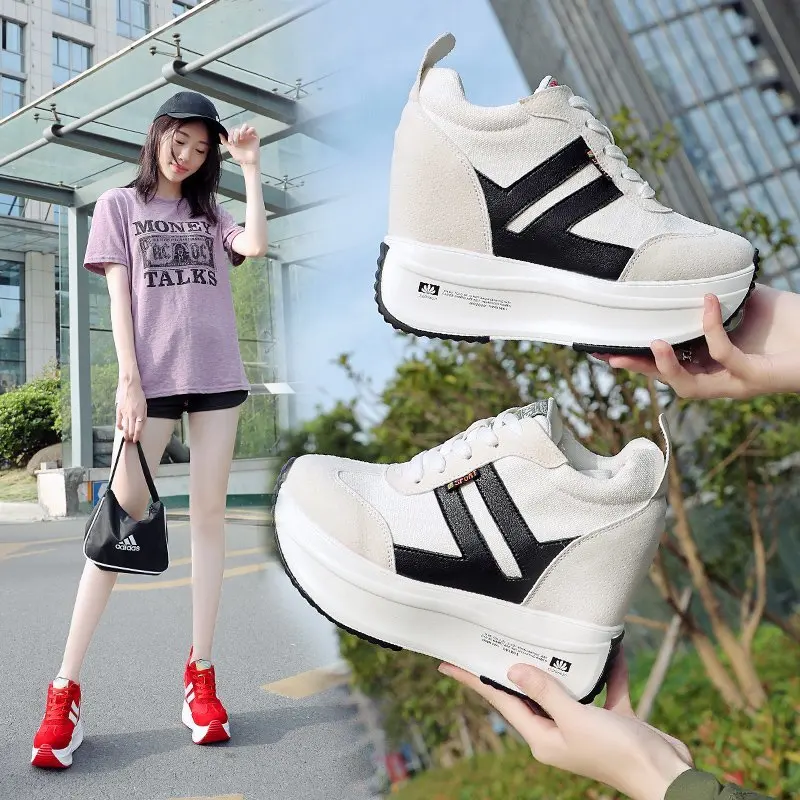 

Platform Women Shoes 2021 Height Increasing Canvas Wedges Platform Heels Shoes Sneakers Women Casual Shoes Chaussure Femme