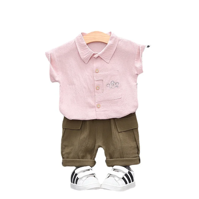 

New Fashion Baby Boys Clothing Suit Summer Kids Girls Casual Solid Color Shirt+Shorts 2PCS Infant Suits Kids Clothes
