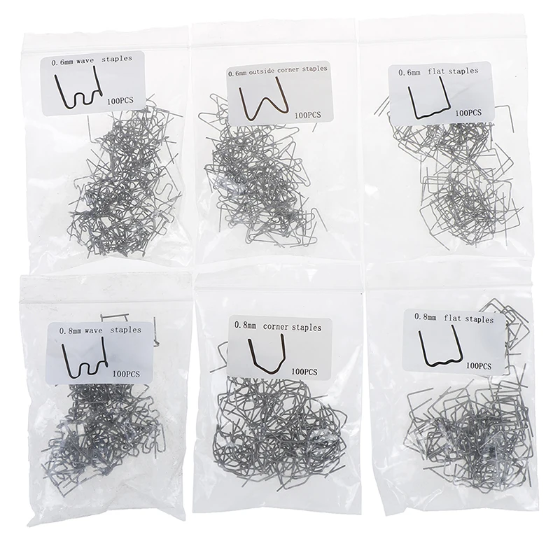 

Universal 100 Pcs/Set Precut 0.6mm-0.8mm Hot Wave Flat Staples For Plastic Stapler Repair Welder Repair Tool