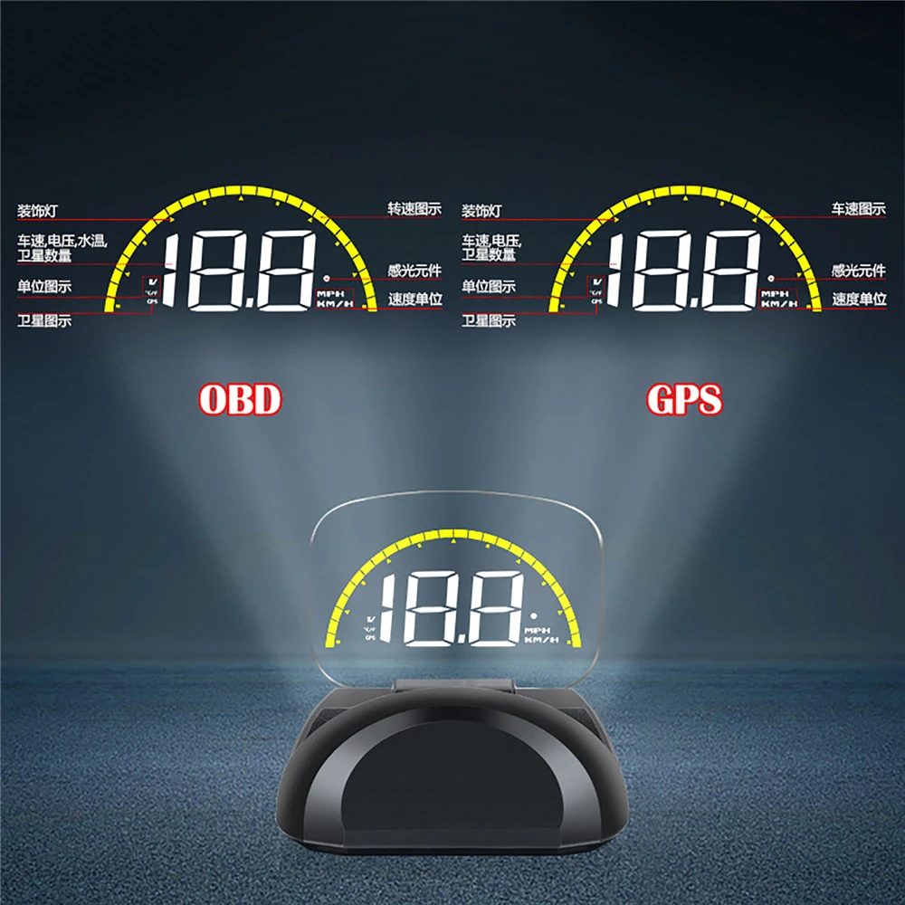 

PC+ABS 360P Car HUD Head Up Display C700S Car Display OBD + GPS Dual System HD System Overspeed Warning Mirror