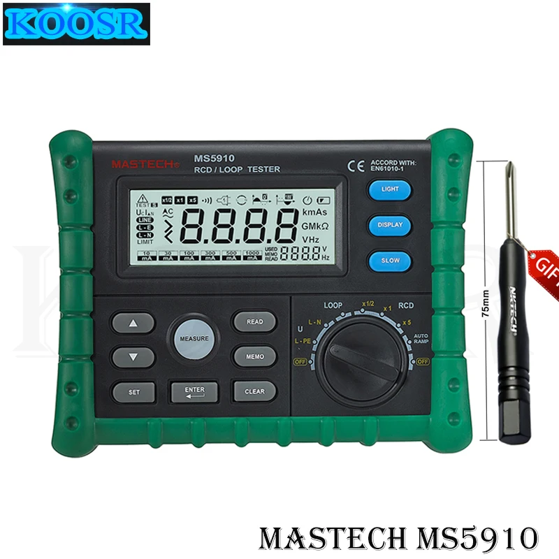 Тестер сопротивления RCD/Loop MASTECH MS5910 детектор тока/времени с USB-интерфейсом |