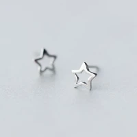 new womens 100 925 sterling silver jewelry tiny hollow out star earrings gift girls kids drop shipping