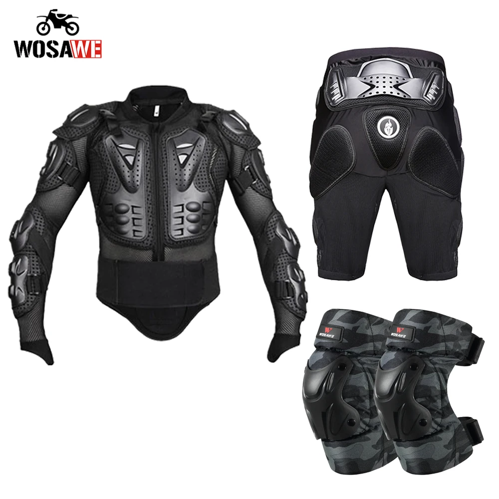 

WOSAWE Motorcycle Body Armor Sets Racing Motorcyclist Motocross Chest Back Support Armor hip Protective Suite Sportst Gear