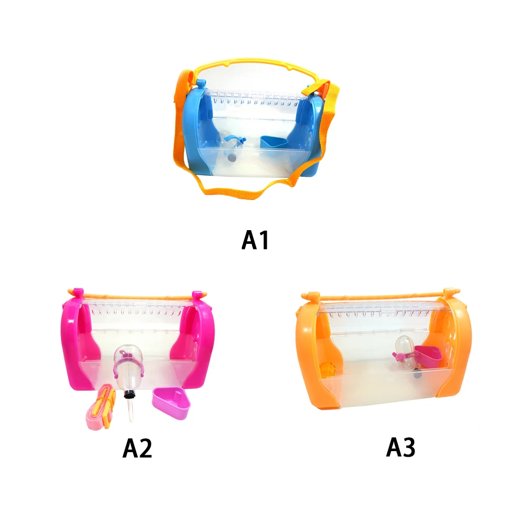 

Out-of-port Hamster Carrier Bag Visible Breathable Cage Small Animals Travel Case Strap Bag with Water Bottle About 25*13*17cm
