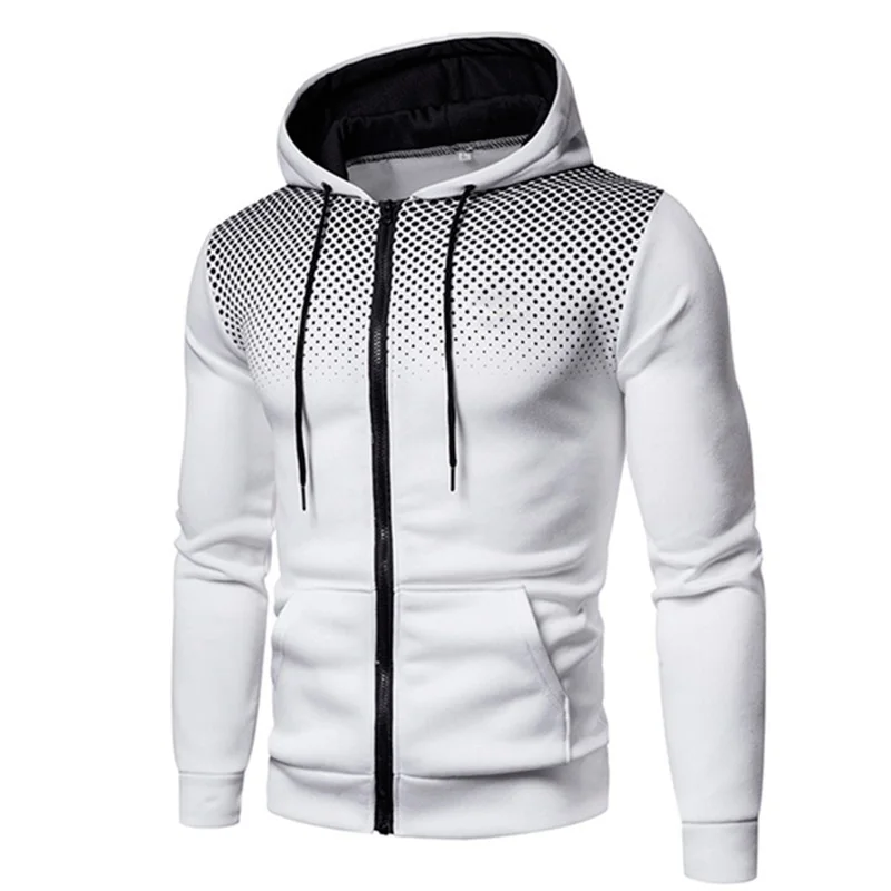 

Zipper Cardigan Gradient Dots Hoodies Men Fashion Hooded Sweatshirts Autumn Spring Sportswear Long Sleeve Slim Tracksuit Jacket