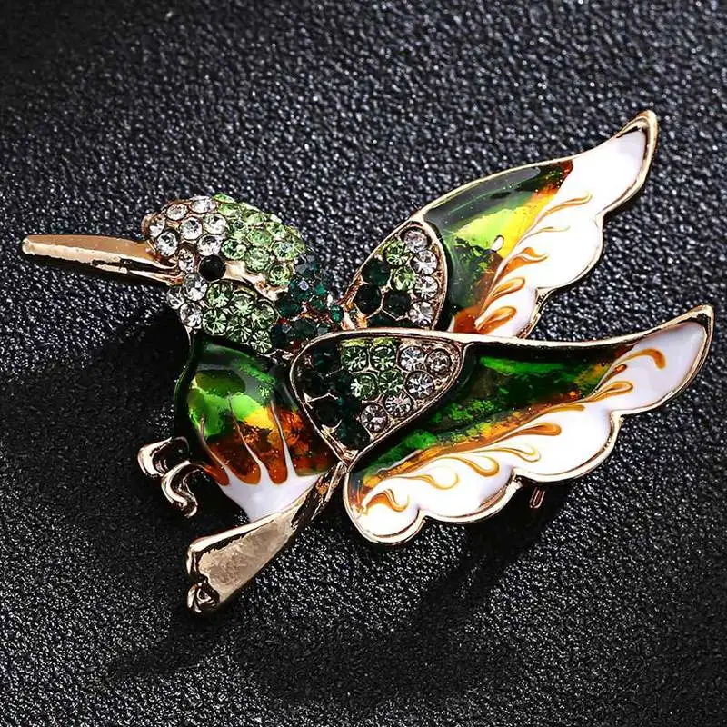 1 шт. Золотая эмалированная брошь с колибри со стразами красный синий зеленый