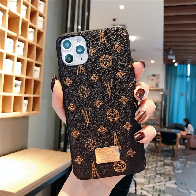 Iphone 11 caso marca de lujo moda Cuero  Iphone 13 Pro Max marcas de lujo  casos-Fundas para móviles-Aliexpress