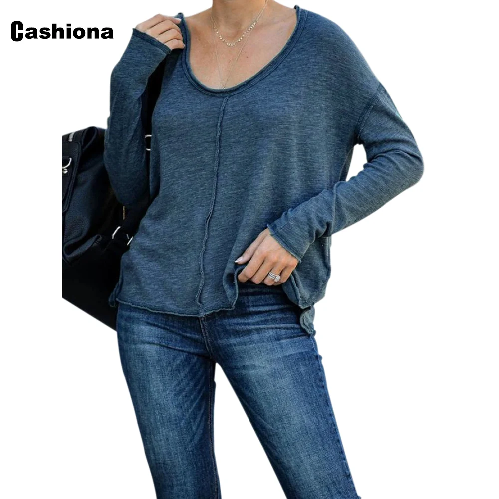 

Plus size 4xl 5xl Women Blue Gray Casual T shirt Open Stitch Casual Loose Women's Top Fashion 2020 Spring Autumn Tee shirt Femme