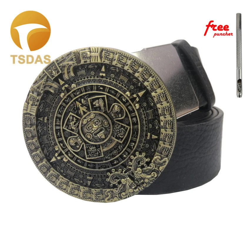 New Aztec Calendar Men's Metal Belt Buckle With Leather Round Cowboy Jeans accessories | Дом и сад