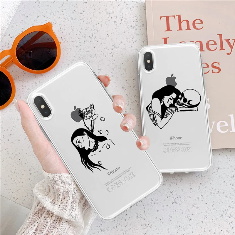 Чехол с рисунком для iPhone XR 8 7 6 6s Plus XS MAX X Sad Lovelorn мягкий прозрачный силиконовый