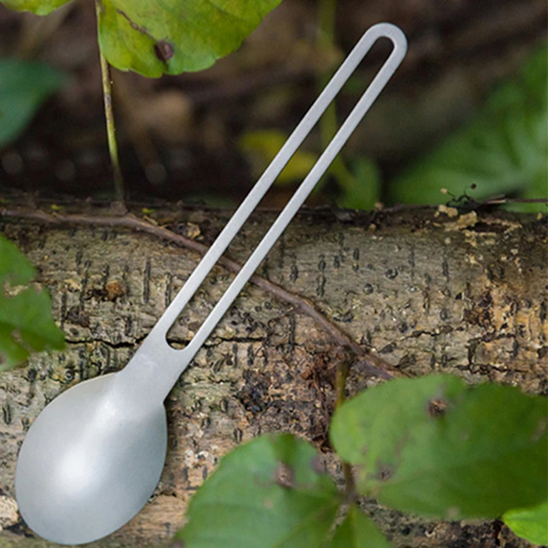 Пустая ложка с длинной ручкой Титановая посуда походные столовые приборы ультра