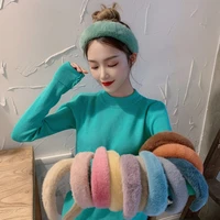 1pcs new mink sponge headband ins fashion plush korean girls tie cloth headband does not hurt hair simple headdress hair rope