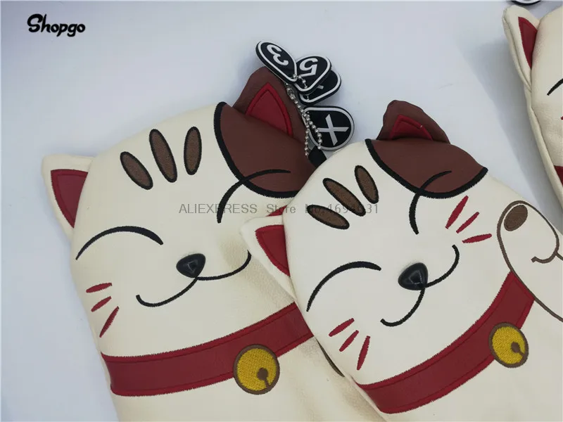 С изображением из мультфильма Lucky Cat Чехлы для клюшек для гольфа для водителя проход древесина гибридный полный набор талисман новинка подарок для игры в гольф Клубные головные уборы