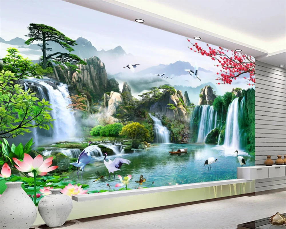 3D-обои beibehang в китайском стиле с изображением водопада природного пейзажа