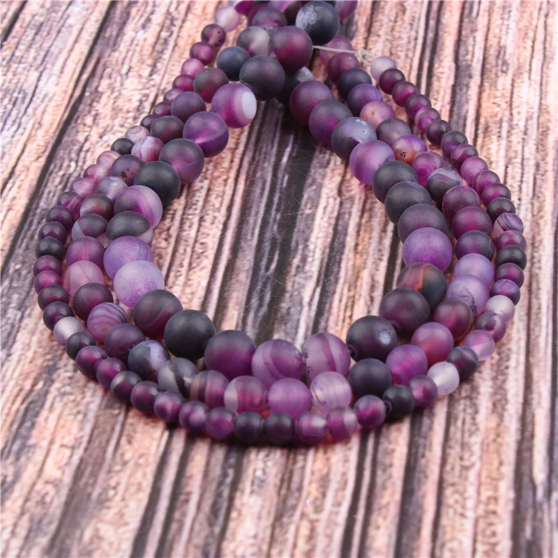 

HotSaleNaturalStonePurple Stripes15.5"PickSize6/8/10/12mmfitDiyCharmsBeadsJewelryMakingAccessories