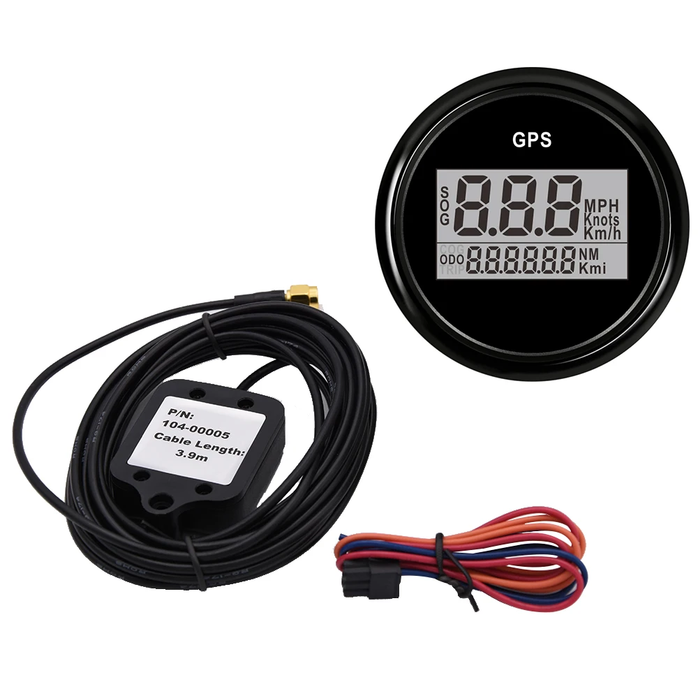 US доставка GPS измеритель скорости 52 мм одометр цифровой лодка 0 ~ 999 узлов км/ч MPH