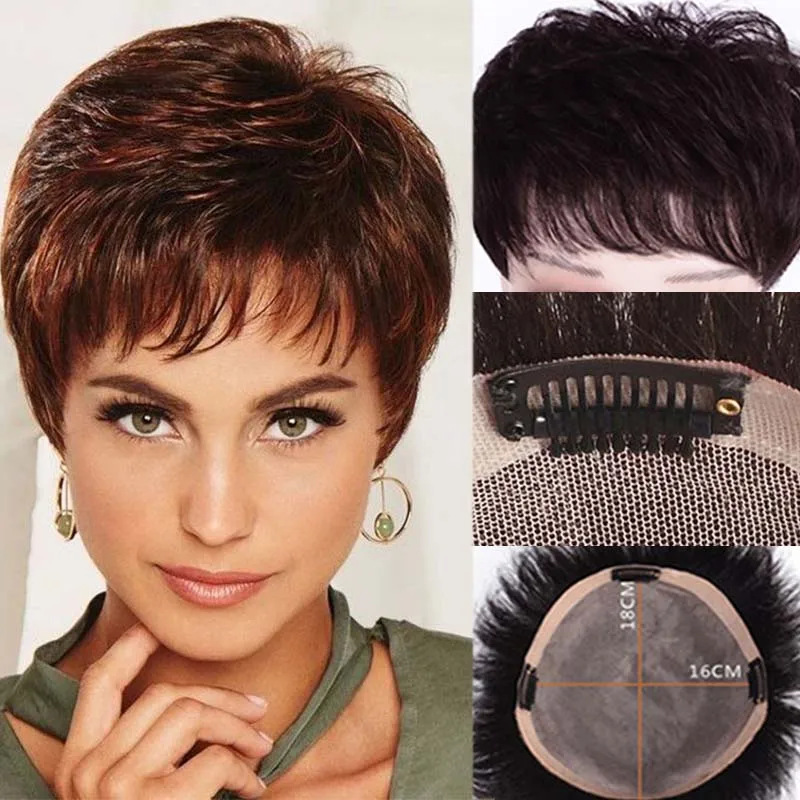 LUPU черный коричневый парик Топ шиньон синтетический термостойкий зажим для
