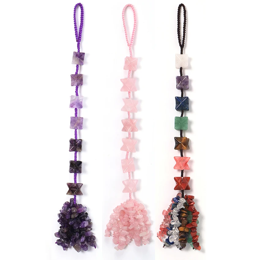 

Simple Design Natural Stone Healing 7 Chakra Merkaba Home Decor Car Pendant Hanging Interior Decoration