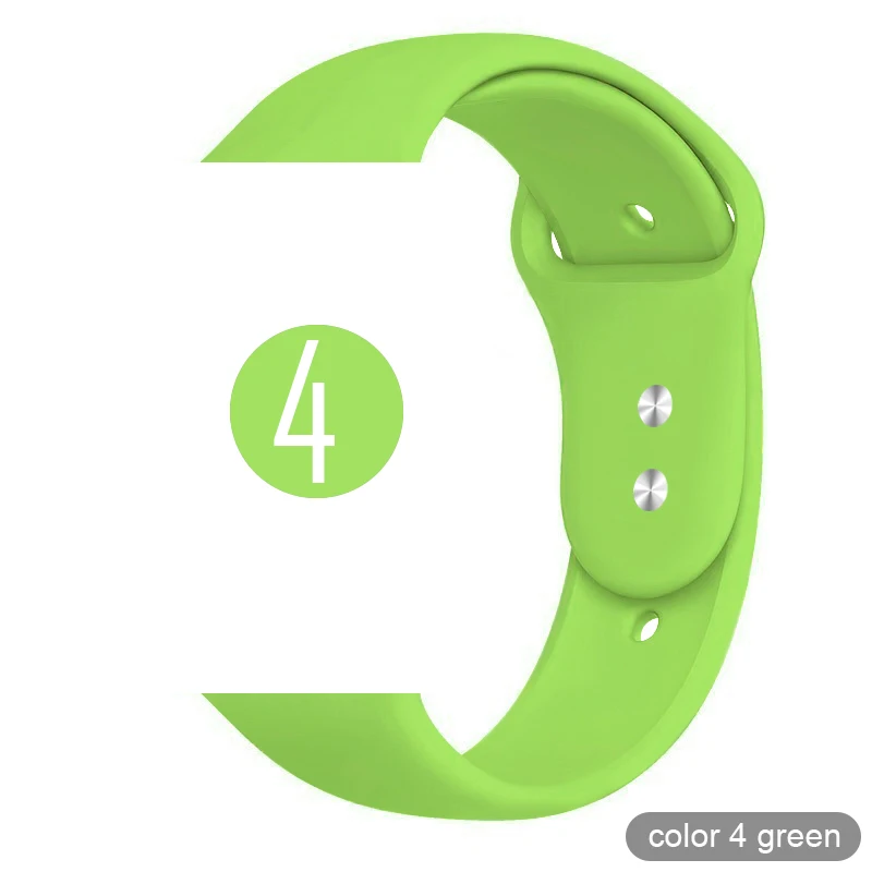 Мягкий силиконовый спортивный ремешок для Apple Watch 5 4 3 2 1 38 мм 42 мм, резиновый ремешок для часов Iwatch series 5 4 40 мм 44 мм - Цвет ремешка: 4 Green
