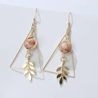 new fashion lady hollow butterfly long tassel earrings geometric triangle marble round bead pendant earring jewelry
