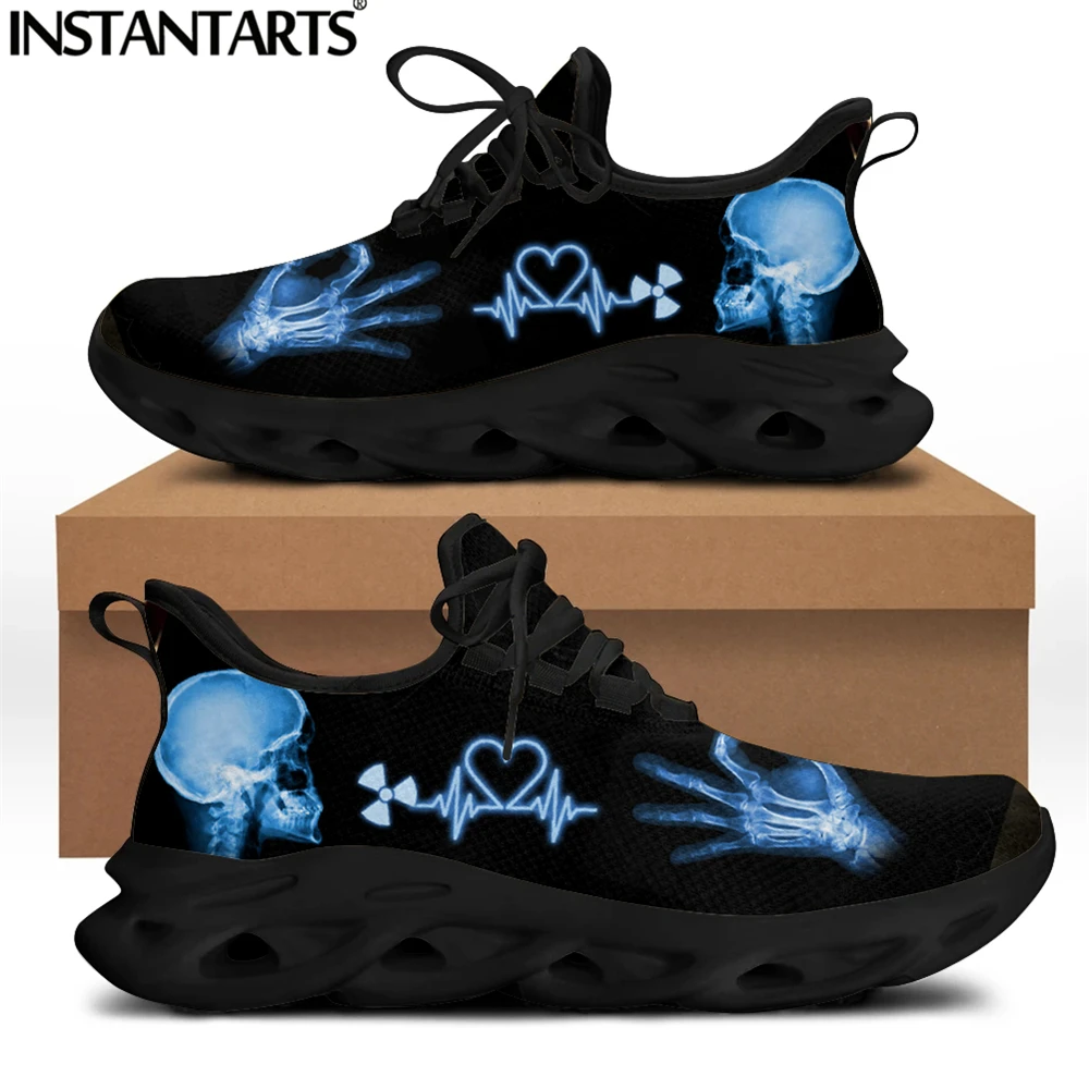 

INSTANTARTS Cool Skull Love Printed Platform Flats Breathable Comfort Sneakers Shoes Lightweight Lace up Zapatos Mujer 2021 Hot