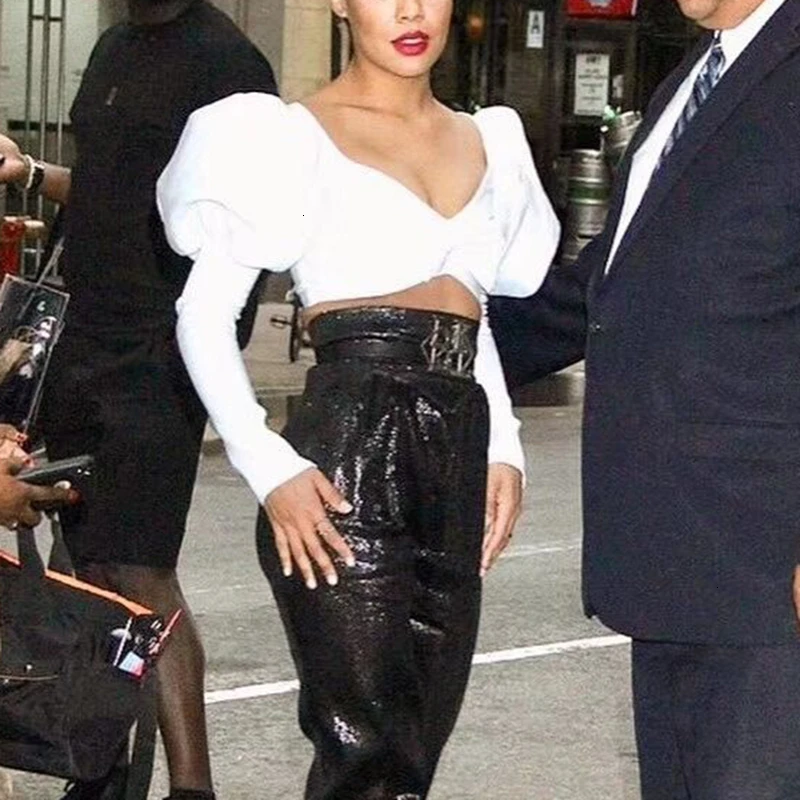 TWOTWINSYLE пикантная обувь с бантом и Вечеринка блузки для Для женщин v-образный вырез