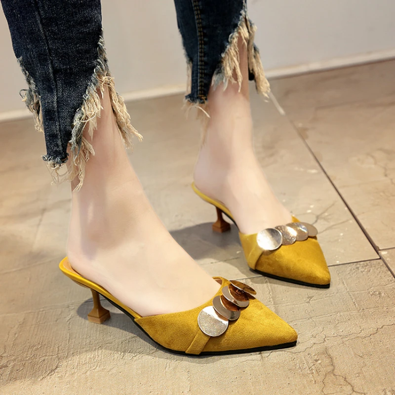 

2018 New Summer Women Shoes Casual Female Shoes Solid Outdoor Sandals Thin Heels Women Fashional Slippers Pointed Toe AD-86