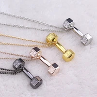 wangaiyao fashion fitness dumbbell necklace men domineering couple female personality creative titanium steel barbell pendant sw
