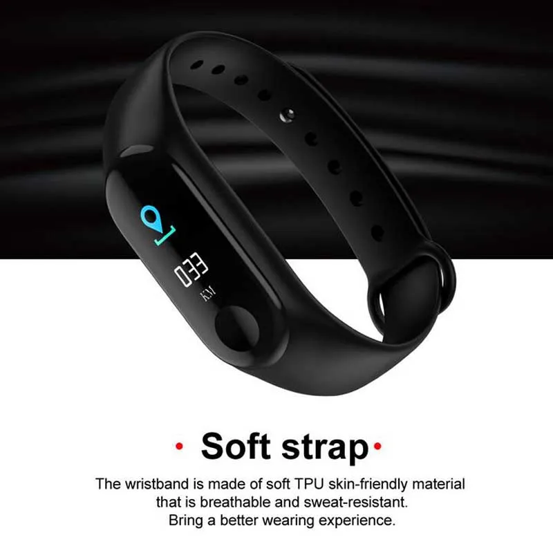 Смарт-браслет M3Plus с шагомером Bluetooth пульсометром напоминанием о сообщениях