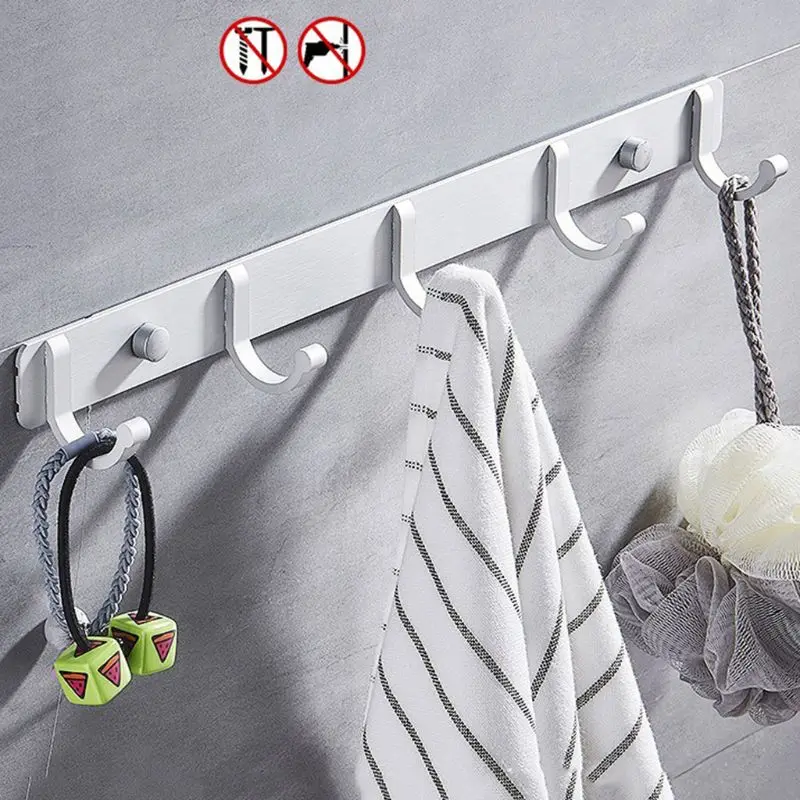 

Space Aluminum Bathroom Hanger Wall Mount Coat Towel Rack Robe Hat Hanging Hook for Home
