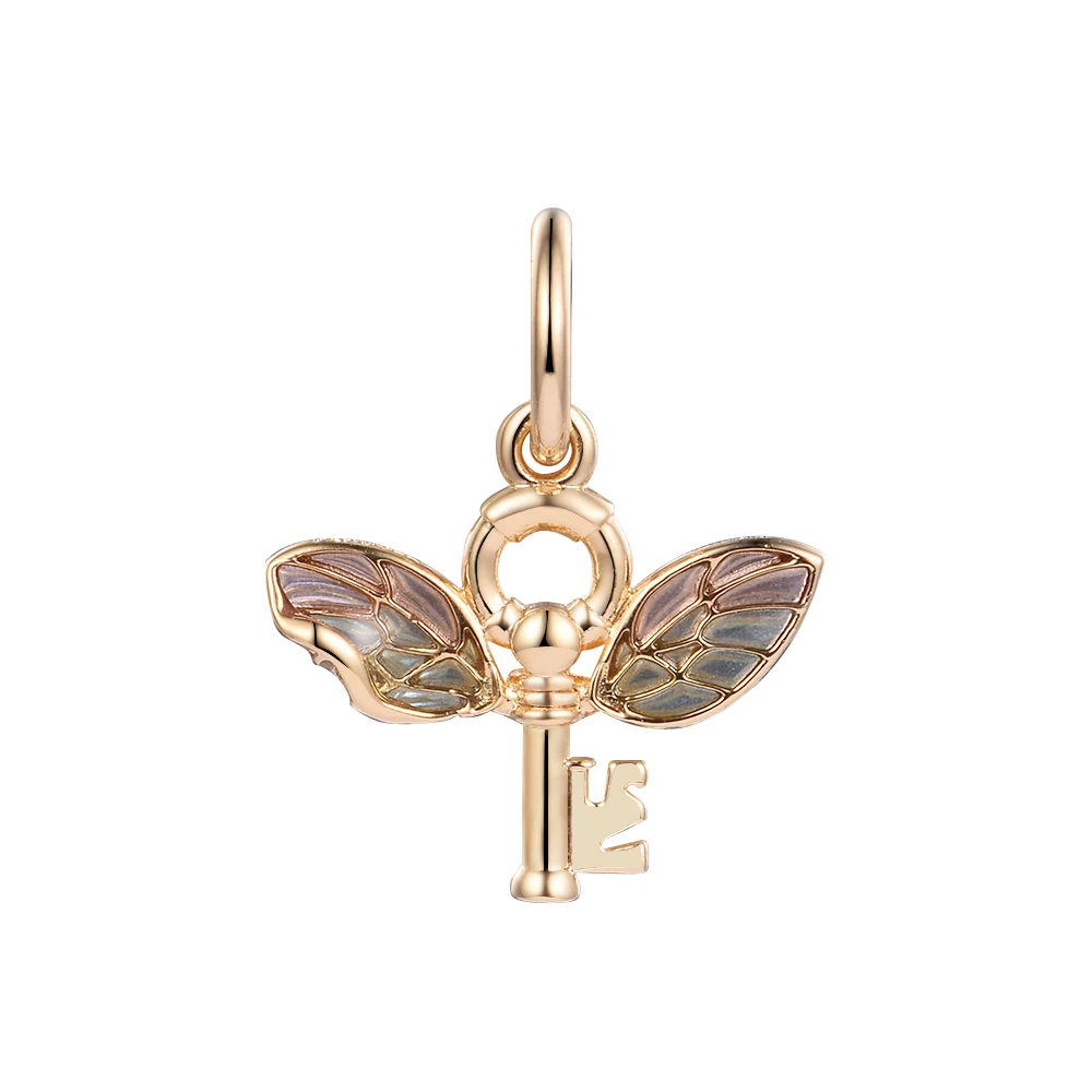 

Fits CKK Bracelets 925 Sterling Silver Winged Key Pendant Charm Beads for Jewelry Making Kralen Silver Charms Bead 2021 NEW