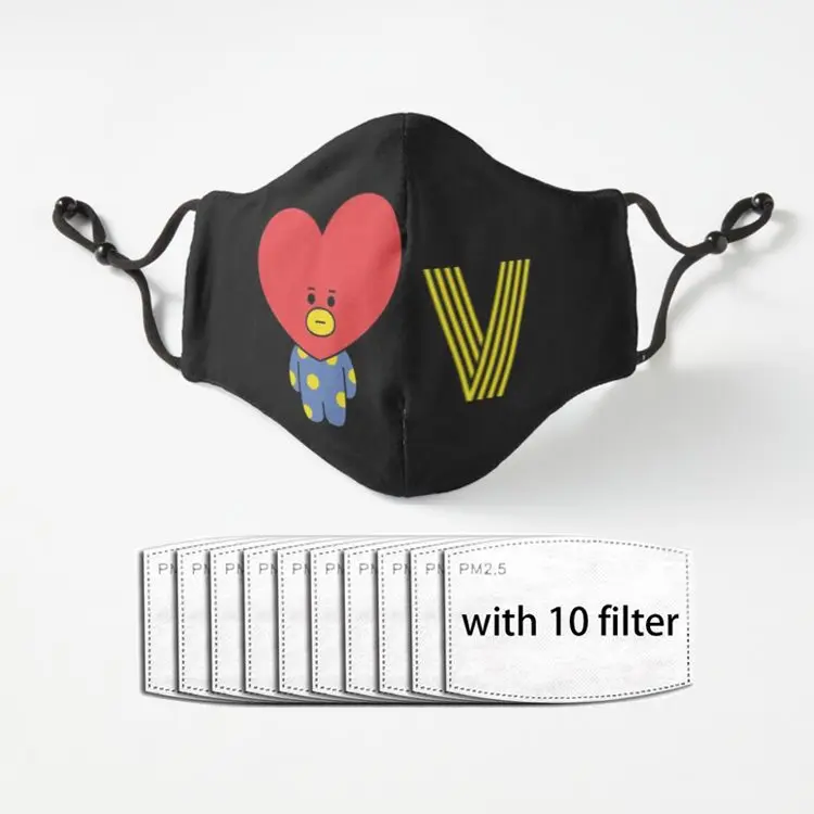 BT21 Tata V маски женские с цветочным принтом тонкая Солнцезащитная маска для лица