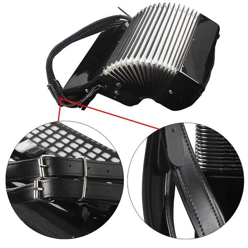 

1 Pair Of Adjustable Soft Synthetic Leather Accordion Shoulder Strap 83-110 Cm Adjustable Length Bass Accordion Universal