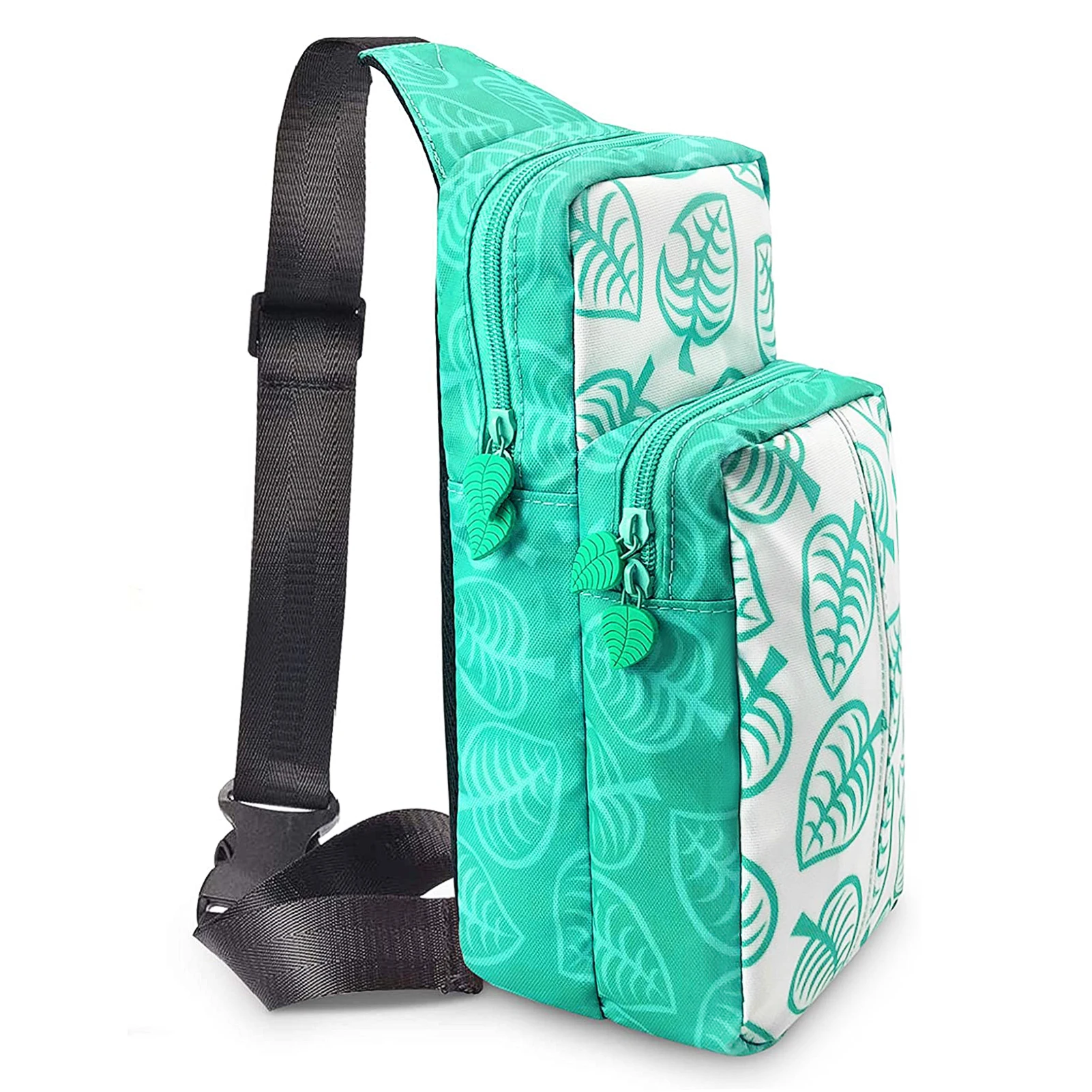 

LYCEBELL Nintendo Stroage Bag Leaf Style For Switch Shoulder Messenger Bag Sling bag Travel carry case Organizer Green