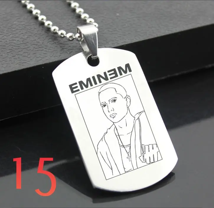 Прозрачный Eminem XH01 классический брелок из нержавеющей стали модные гравировальные бирки стальная подвеска-открытка для ожерелья - Цвет: Прозрачный