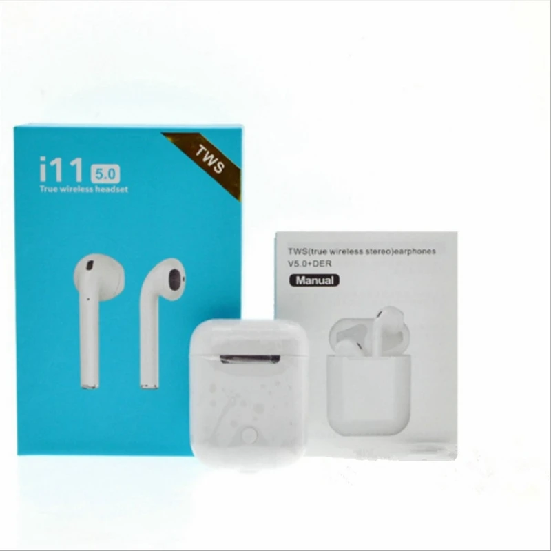 Белый I11 TWS Bluetooth наушники портативные Bluetooth наушники перезаряжаемые наушники сенсорное управление БЕСПРОВОДНЫЕ стереофонические звонки - Цвет: Белый