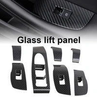 7pcs car door window lift switch panel cover carbon fiber black power window button sticker for mazda cx30 3 axela bp 2020 2021