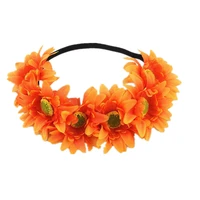 sunflower crown headband hair decor accessory wedding festivals floral hair band with adjustable elastic ribbon daisy flower