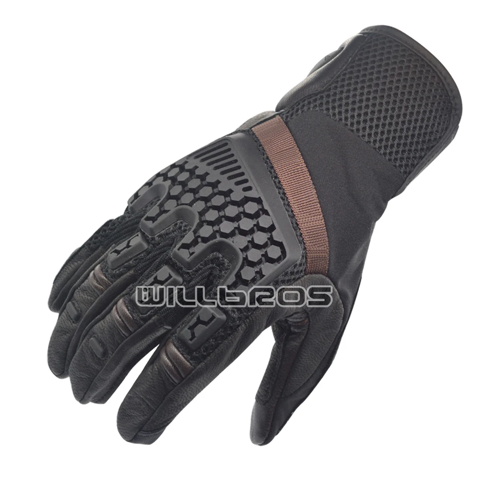 

Sand 3 Trial Leather Gloves Motorcycle Motorbike Riding Guantes Moto Scooter Locomotive Bike Bicycle Black Brown Luvas Mens